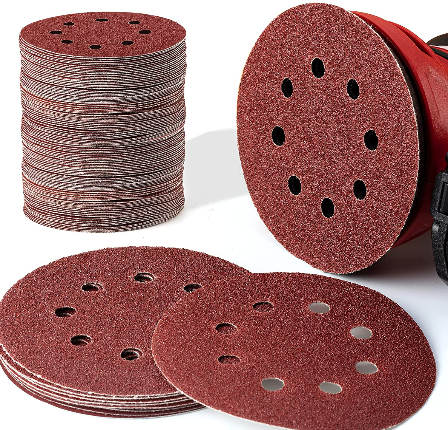 100PCS 5 inch 8-Hole Hook Loop Sanding Discs 40 Grit Orbital Sander Sandpaper