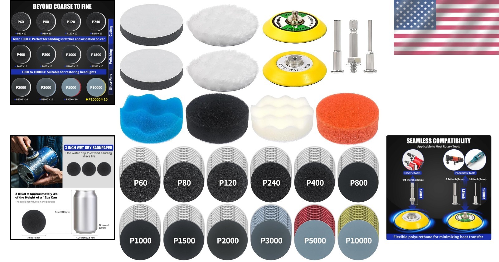 133 PCS Sanding Disc Drill Kit for Optimal Car, Wood & Glass Finishing