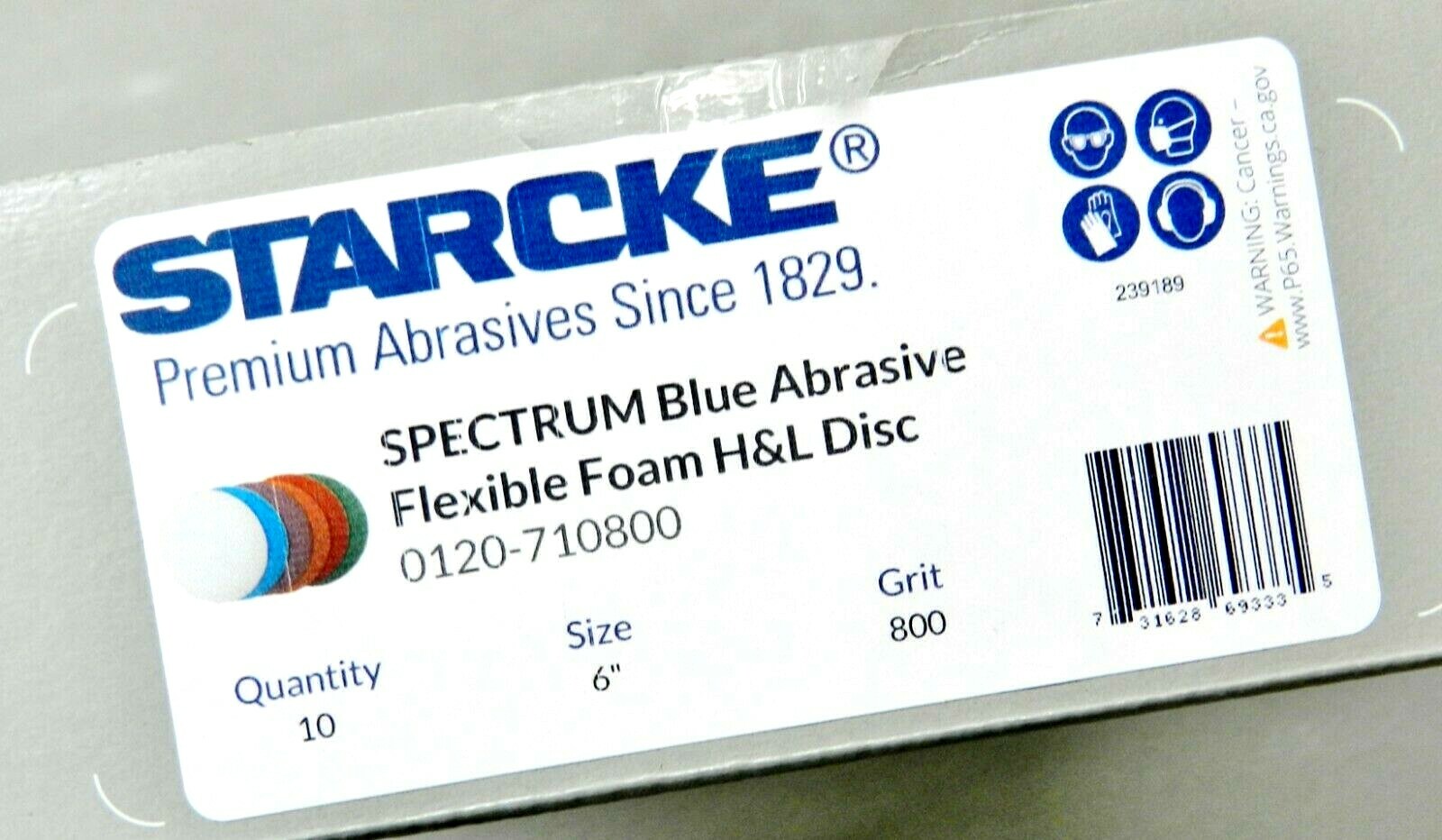 STARCKE Flexible Foam Hook & Loop 6” Grip Discs 800 Grit Blue Pack of 10