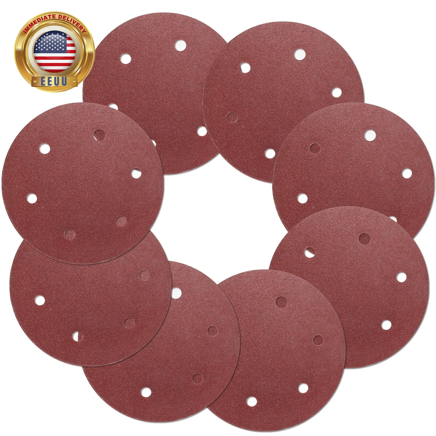12PCS 9 Inch Sanding Discs 60 Grit, 6 Hole Hook and Loop Sandpaper, round Sandin
