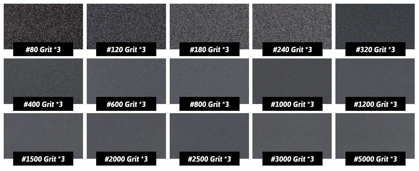 45 Pcs Sandpaper Assortment 80-5000 Grit Wet Dry Sandpaper Sheets, 9 x 3.6 Inch