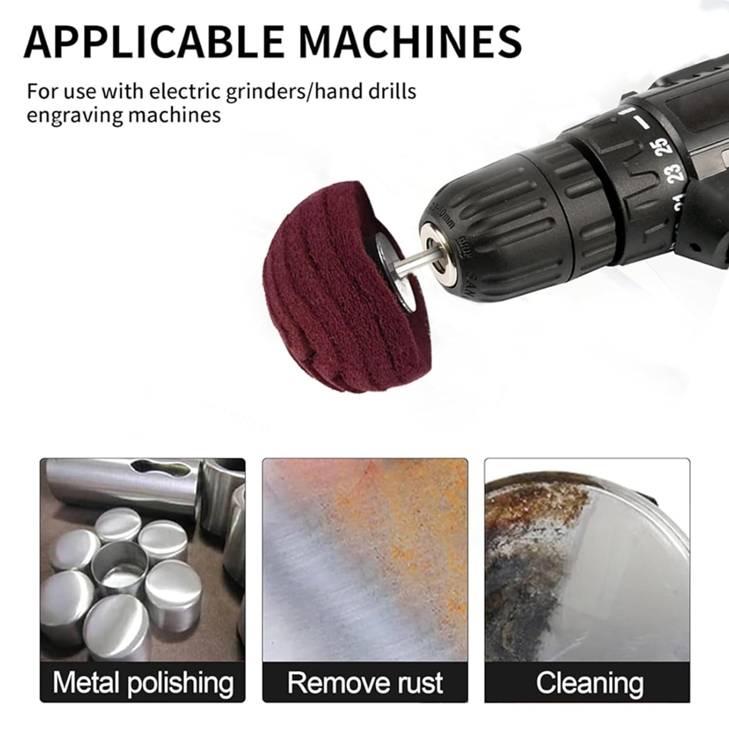 Abrasive Buffing Wheel Drill Kit 6pcs Non Woven Polishing Pads Set