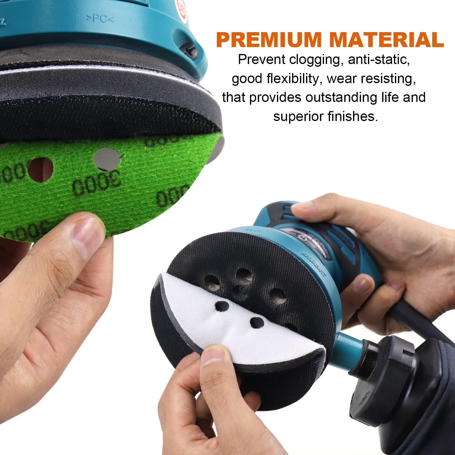 45PCS 5 Inch Sanding Discs Hook Loop Sandpaper 400-10000 Grit W/ Interface Pad