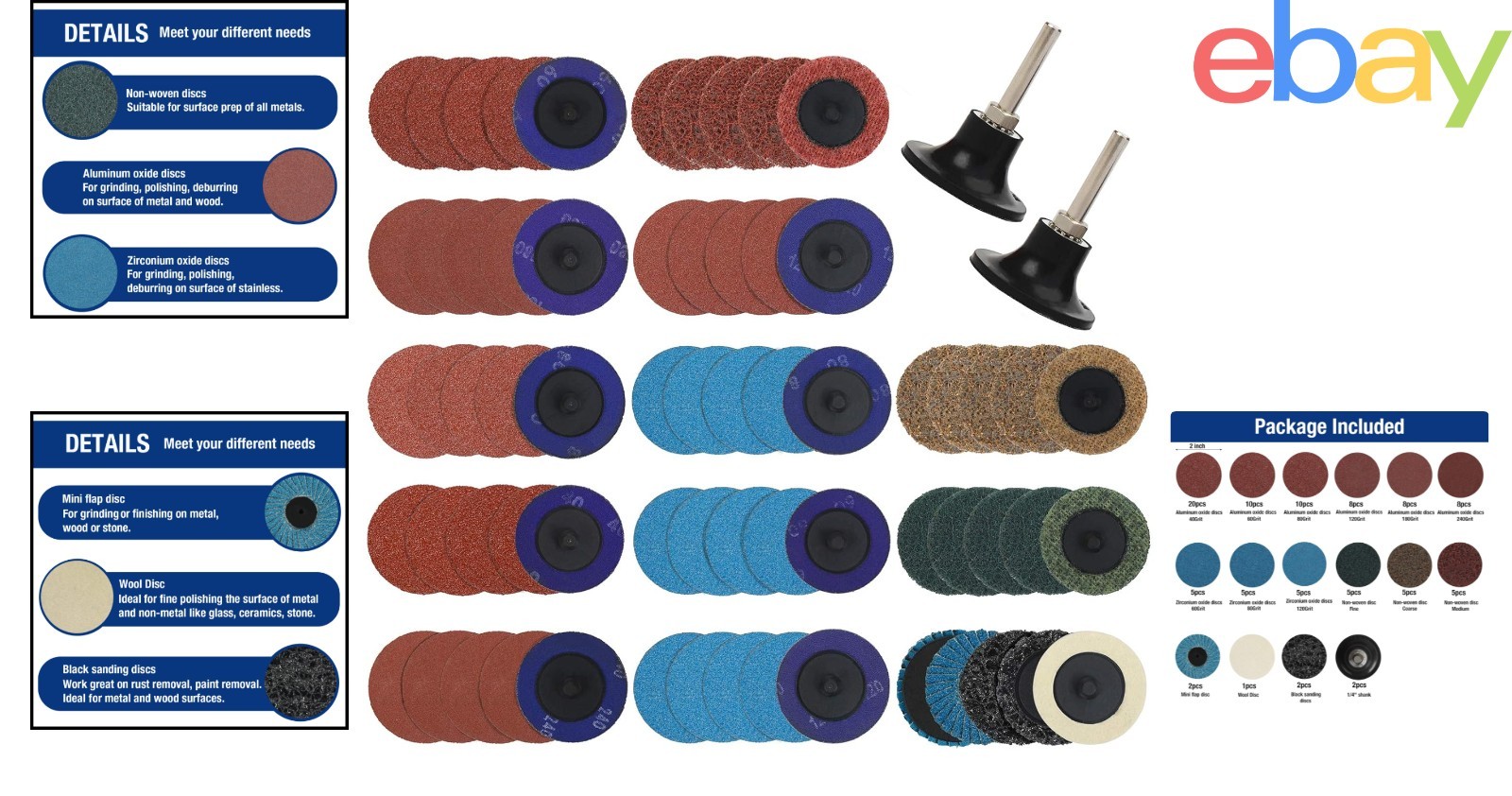 Durable Sanding Discs with 1/4 Inch Holder, Ideal for Rust and Paint Removal
