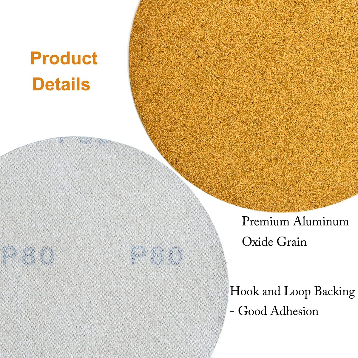 25PCS 150mm 6 Inch Gold sandpaper No Hole Hook & Loop Grip Sanding Disc 600 Grit