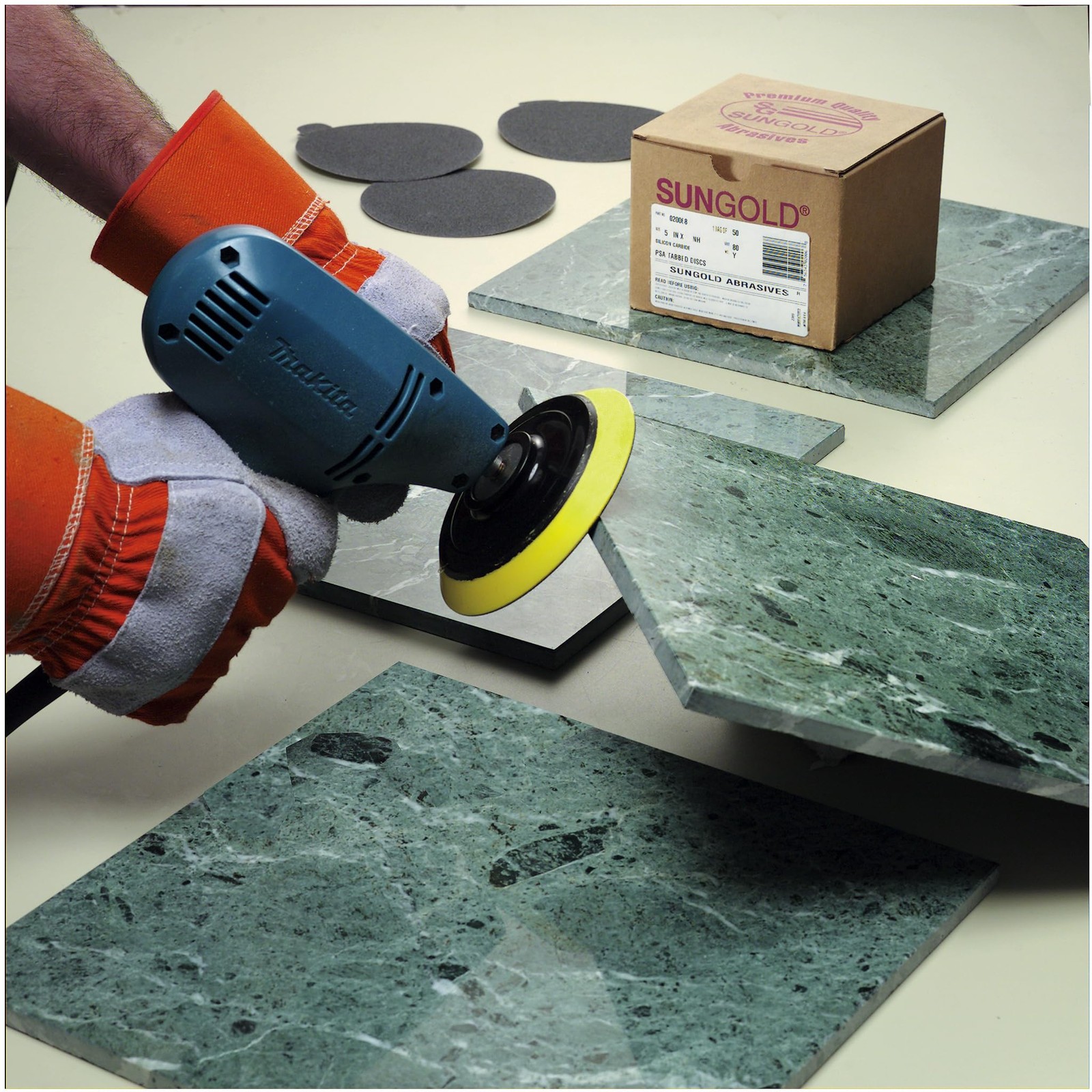 Sungold Abrasives 020082 5″ 120 Grit Psa Sanding Discs Silicon 120