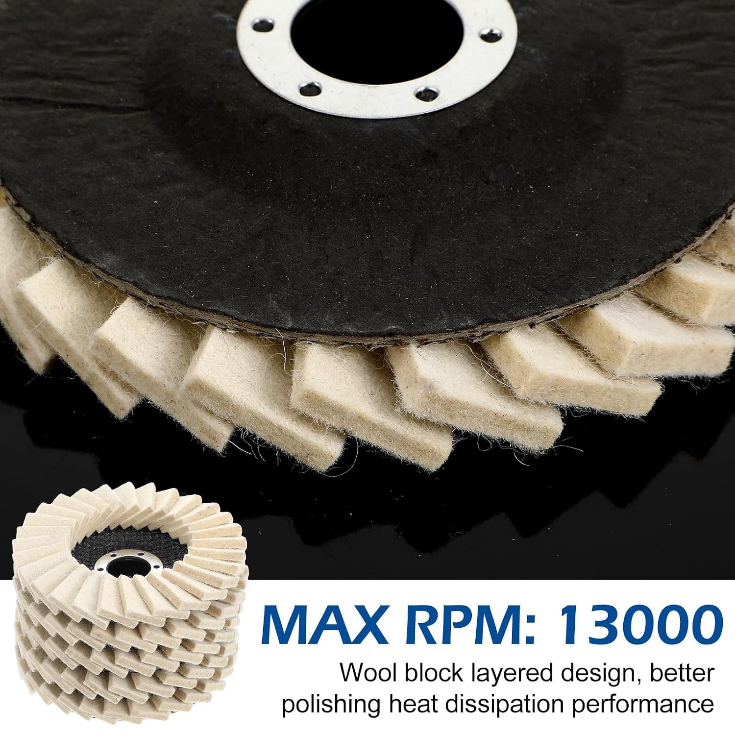 8 Pcs Wool Polishing Wheel Disc Set with Buffing Wheel and Compound, 4 1/2 X 7/8
