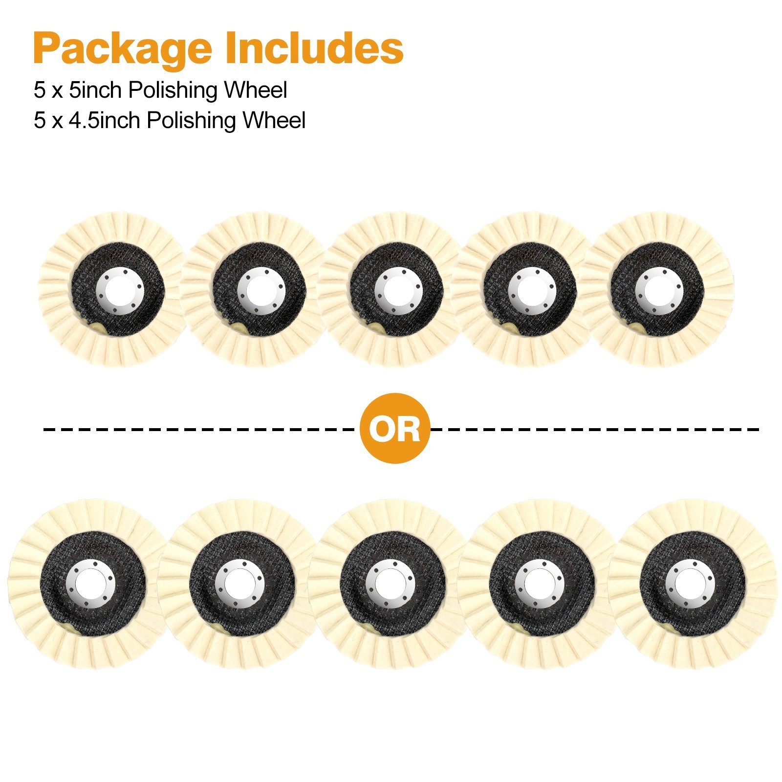 5Pcs 4.5/5″ Wool Flap Felt Polishing Wheel Buffer Pad Metal Finishing Disc US
