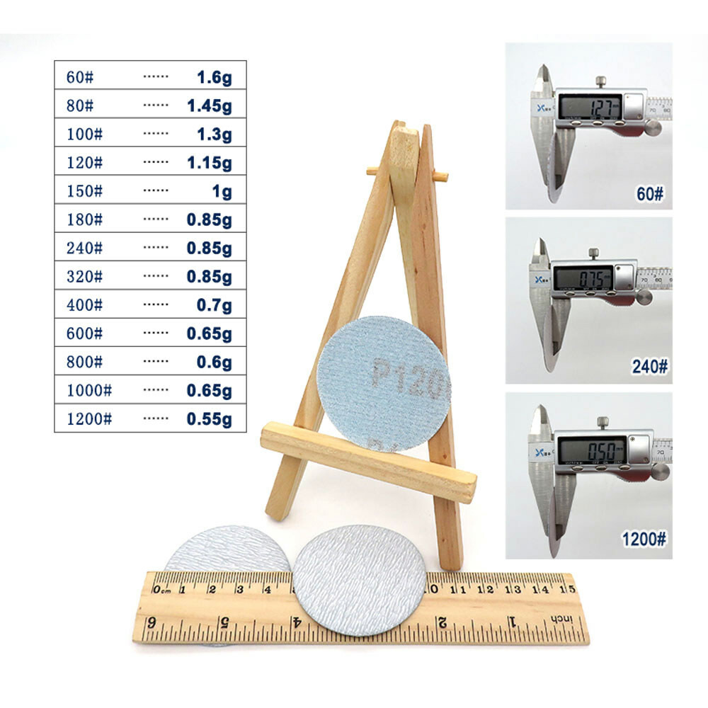 2 inch Hook & Loop Sanding Disc 50mm White Sandpaper Pads Orbital 60-1200 Grit
