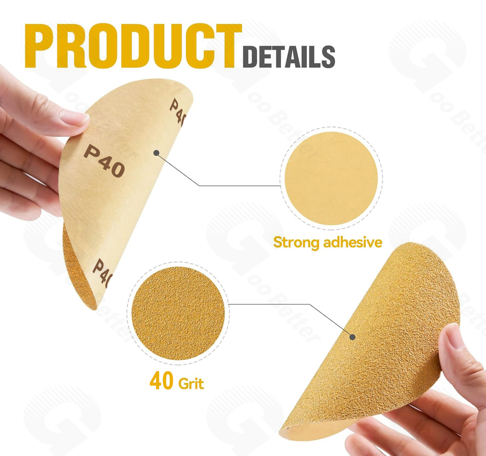 6 in Sanding disc Sandpaper 50 Roll Adhesive PSA Sticky Back 40 Grit Sand Paper