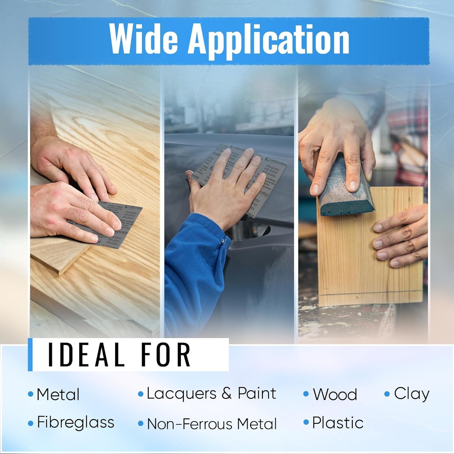 Furniture Repair Sandpaper Sheets – 220 Grit, 100 Pack