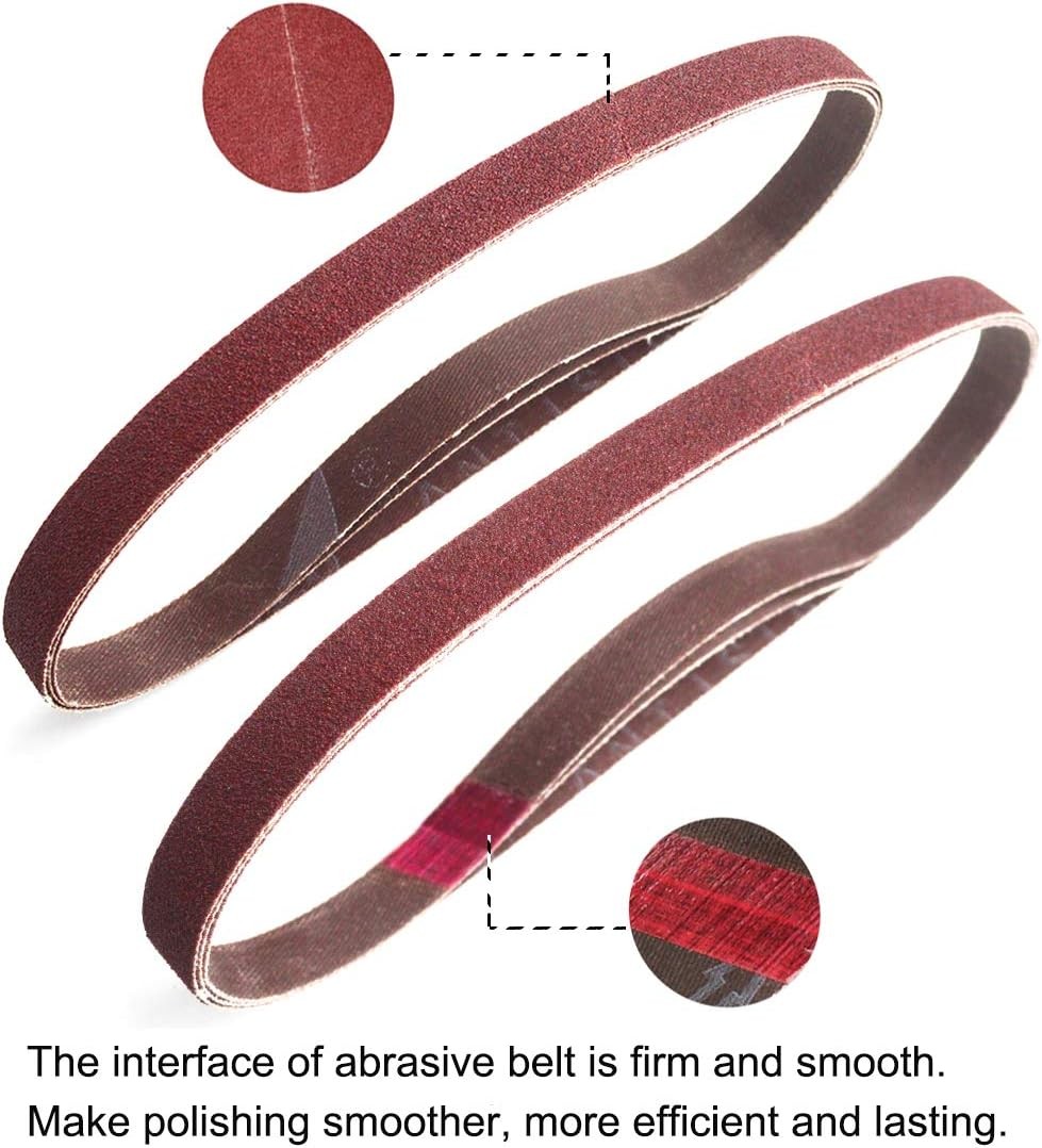 1/2 x 18 Inch Aluminum Oxide Sanding Belts, 4 Each of 40/60/80/120/180/240
