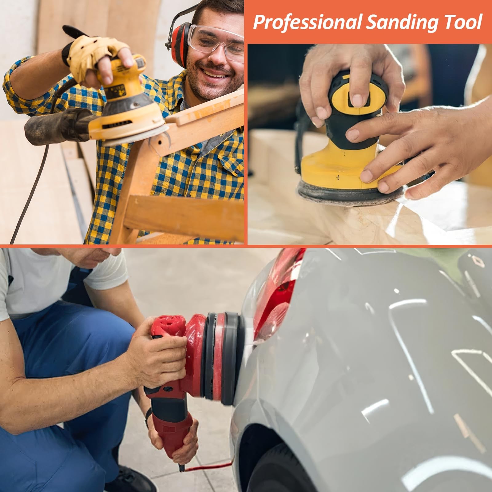 4 Pack 5 Inch 8 Holes Foam Sanding Pads, Soft Density Interface Pad, Hook and Lo