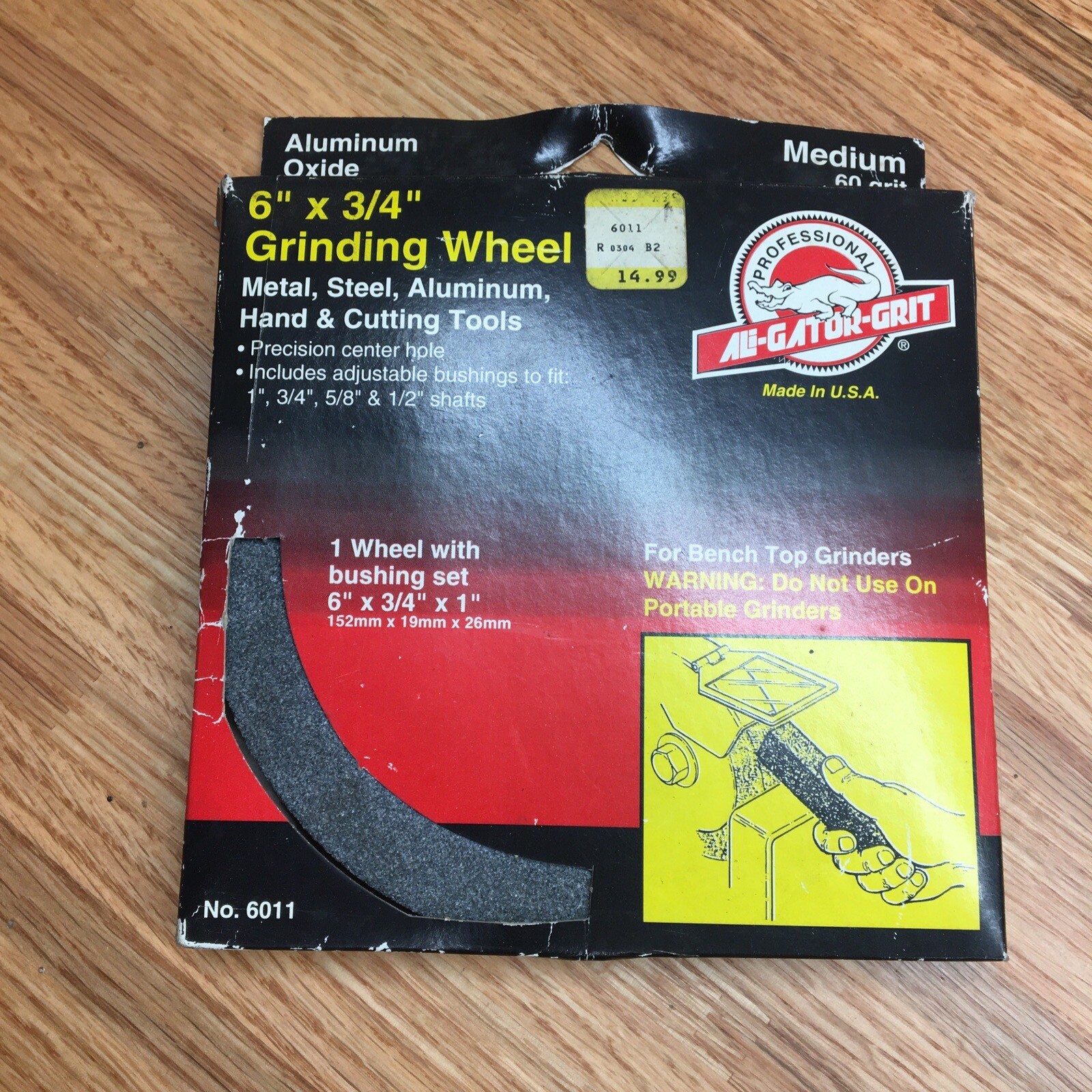Ali Industries Gator 6″ x 3/4″ Grinding Wheel 60 Medium Aluminum Oxide, No. 6011