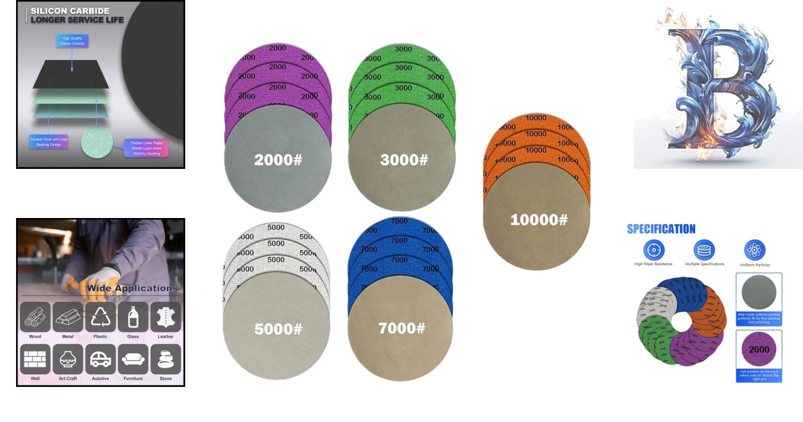 20pcs 5-Inch Wet Dry Sandpaper Disc Set: 2000-10000 Grit for Precision Finishing