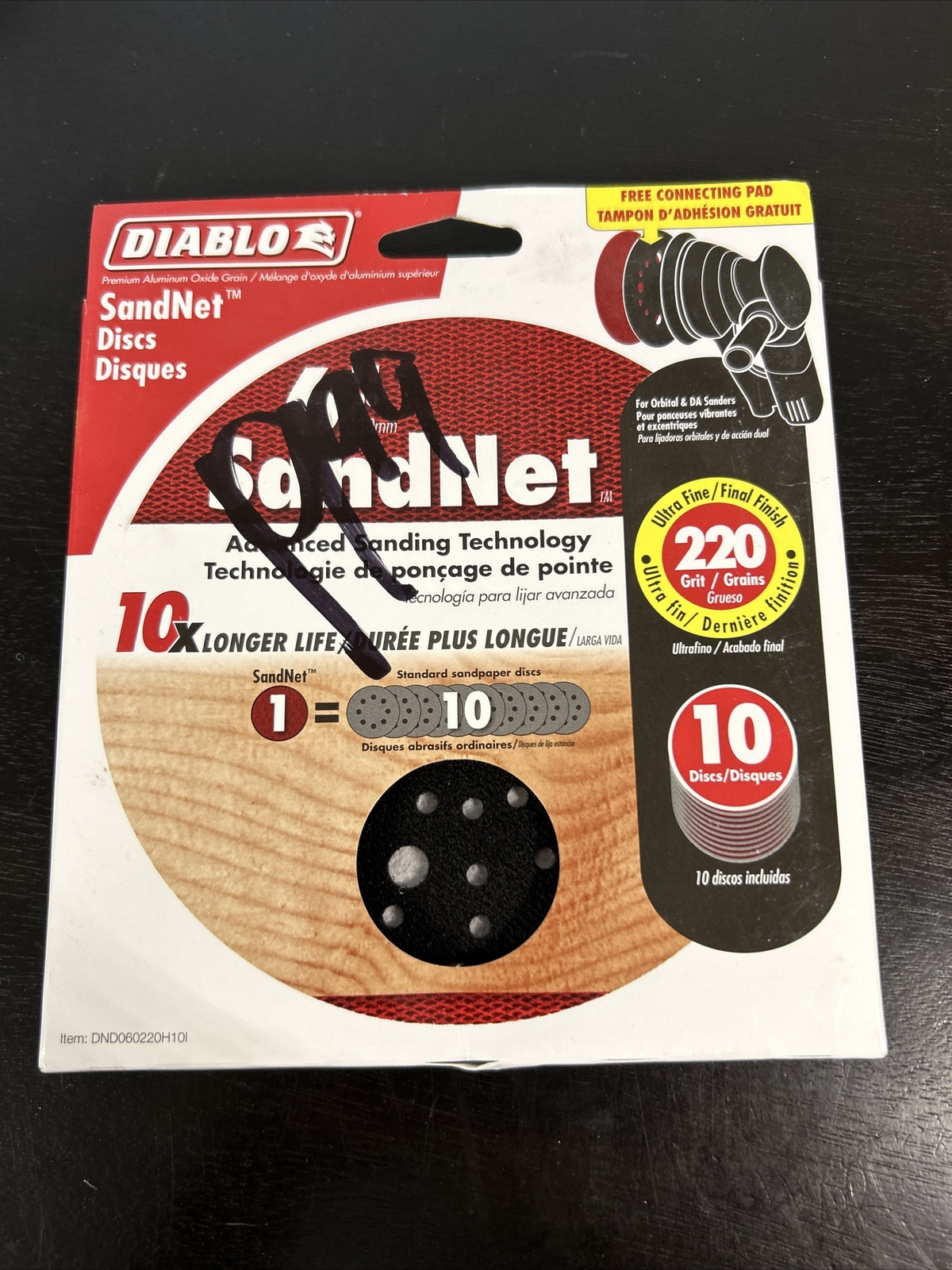 DIABLO 6″ 220 GRIT SANDNET DISCS WITH CONNECTION PAD DND060220H1OI Pack of 10