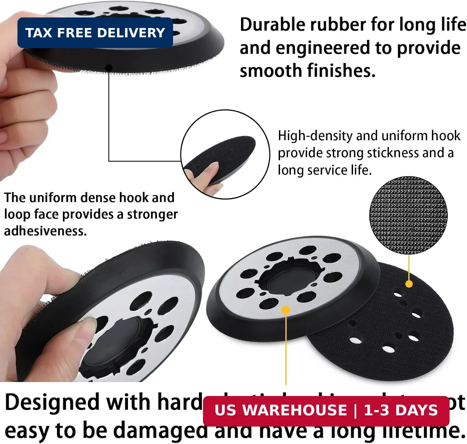 2 Pack Sander Replacement Pad for Dewalt, 5-Inch 8 Holes Hook and Loop Aluminum