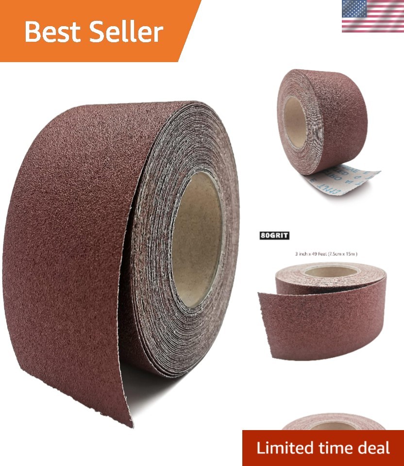 Efficient 80 Grit Emery Cloth Roll – 3″ x 49′ for Automotive & Furniture Repair