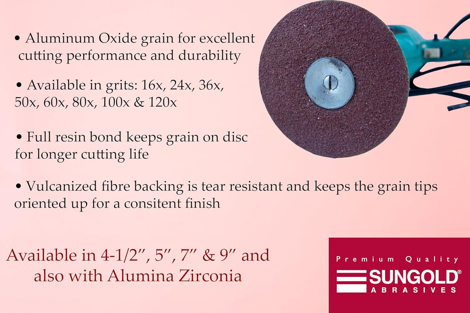 Sungold Abrasives 16907 4-1/2-Inch X 7/8-Inch Center Hole 100 Grit Aluminum Oxid