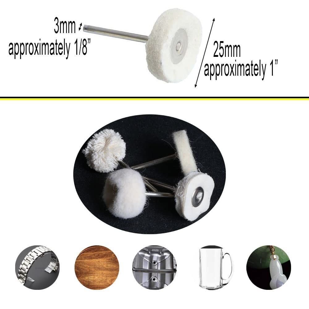 Rotary Tool 1-Inch Polishing Wheel Set – 50 Wool Buffing Wheels for Watch Repair