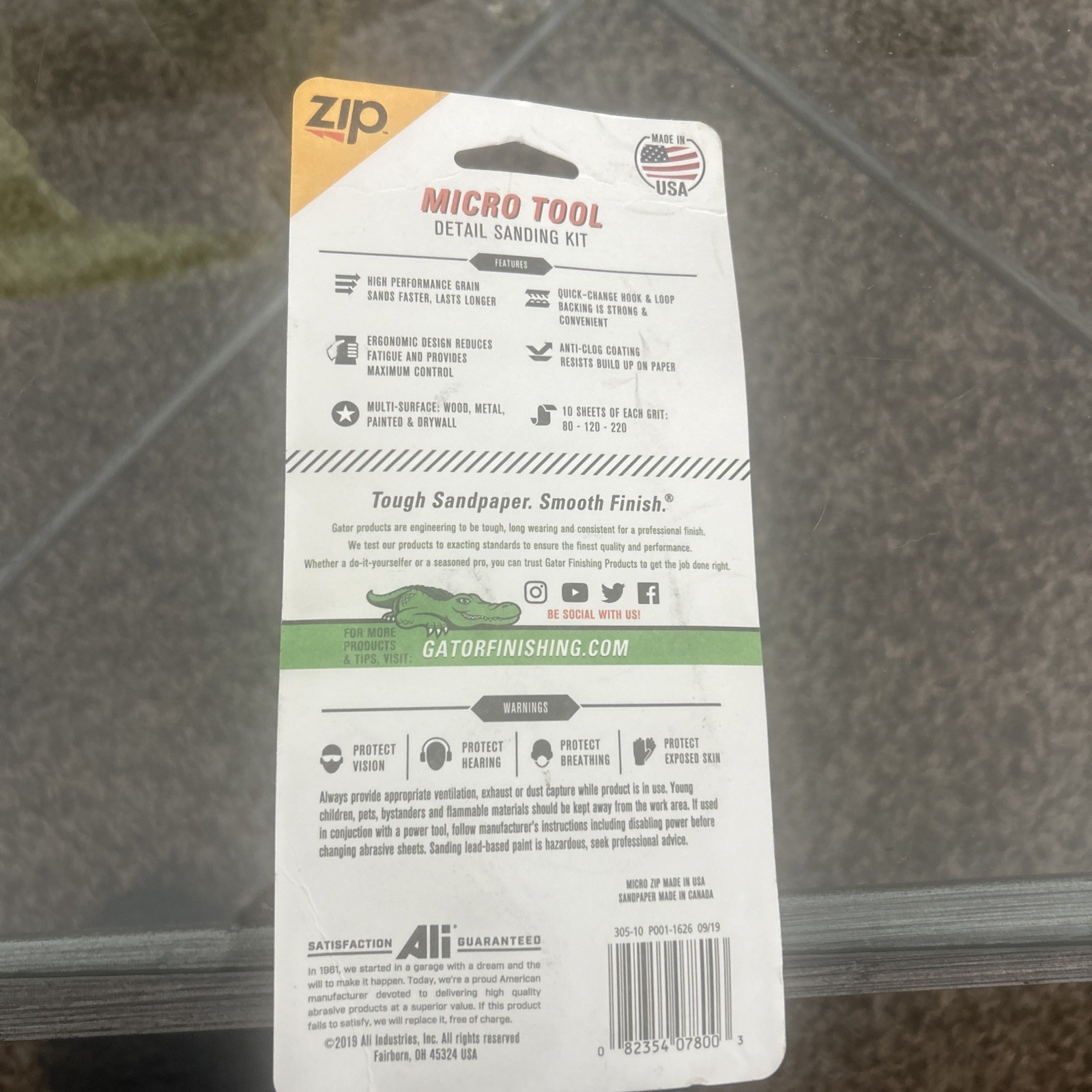 Gator MicroZip Sander Kit, Assorted Grits, 3.5″ x 1″