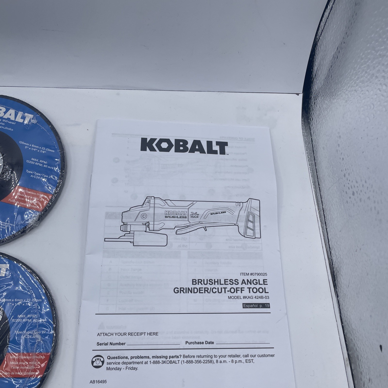 7 Pack. Kobalt grinding wheels nwt 5×1/4×7/8 Different Sizes And Gard / Manual