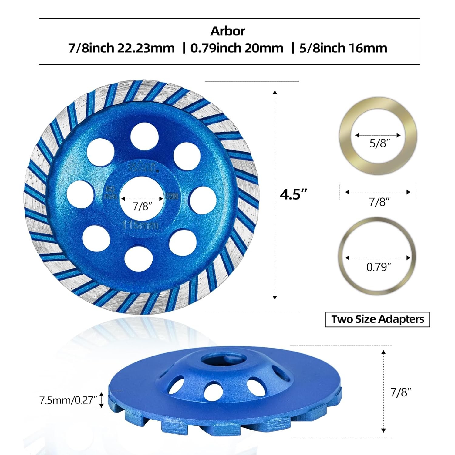 SALI Diamond Concrete Grinding Wheel 4 1/2 inch for Polishing and Cleaning Stone