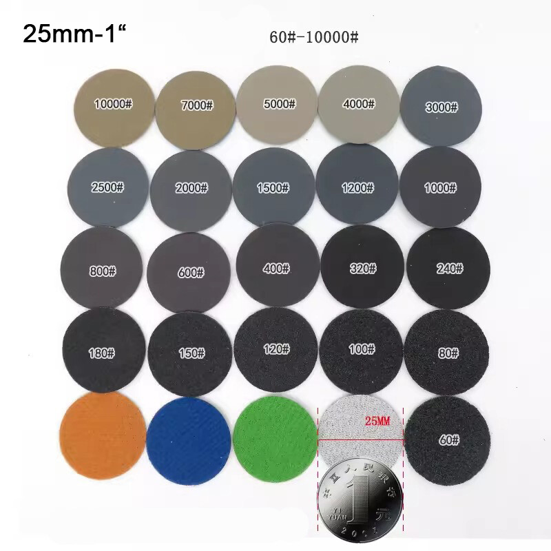 25-75mm Wet and Dry Sanding Discs 1-7Inch Sandpaper Hook&Loop Pads Grit 60-10000