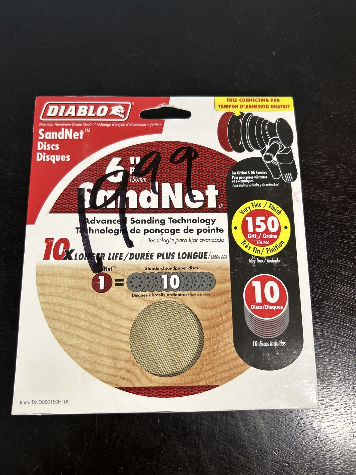 DIABLO 6″ 150 GRIT SANDNET DISCS WITH CONNECTION PAD DND060150H1OI Pack of 10