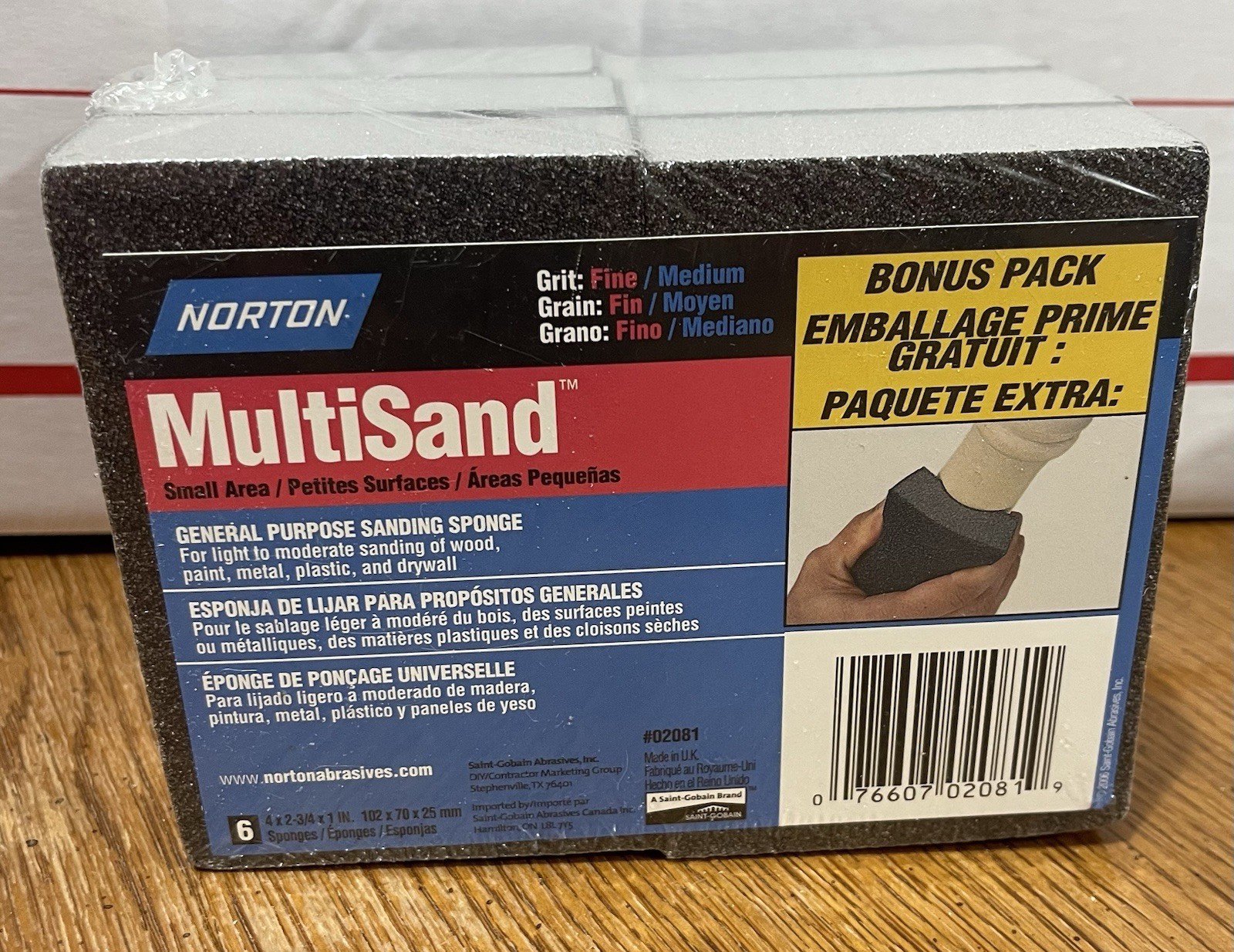 Norton Sanding Sponge: Fine/Medium 120/80 Grit 6 Pack