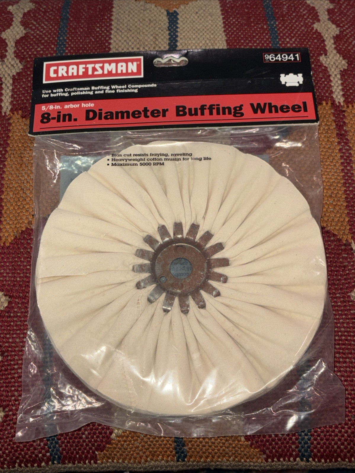 SEARS Craftsman 8in. Diameter Buffing Wheel 64941 USA NOS Vintage Polish Shine