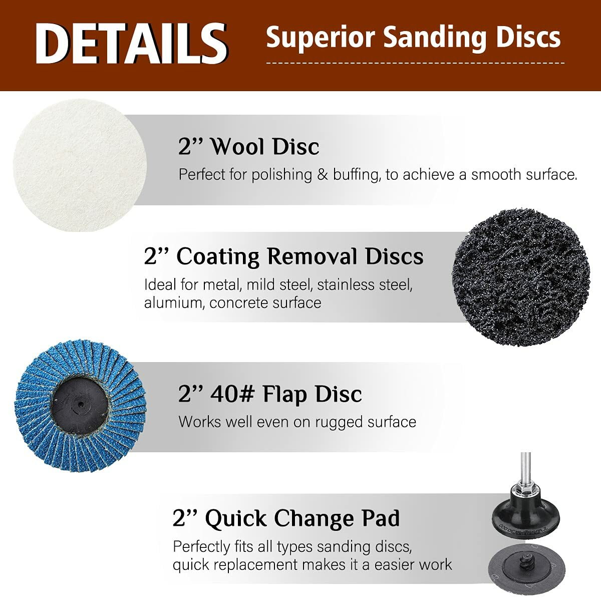 142 Pcs 2 inch Roll Lock Sanding Disc Set with 1/4″ Shank Holder for Die Grinder