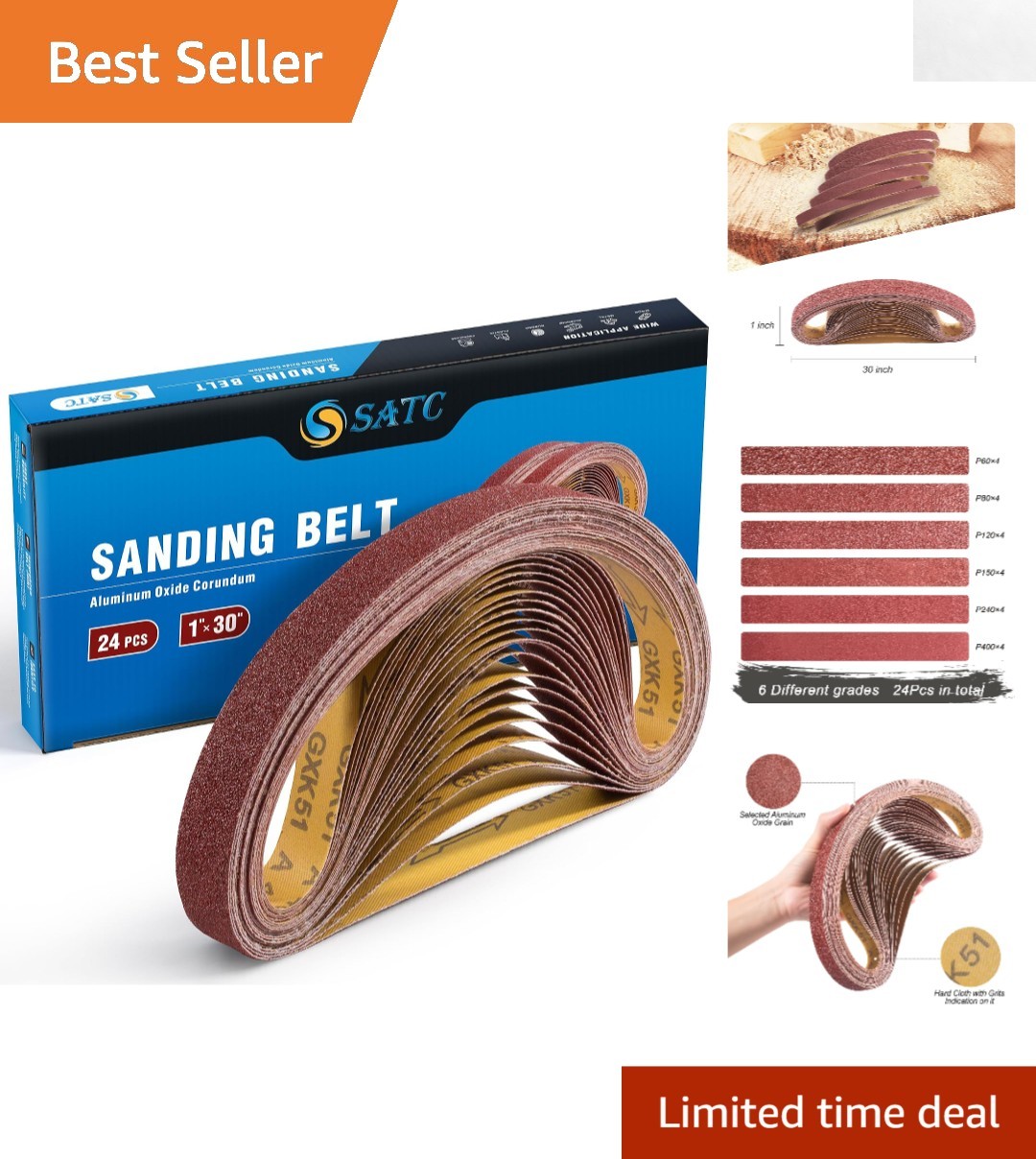 Versatile 1×30-Inch Sanding Belts, 24PCS for Heavy-Duty Projects – All Grits