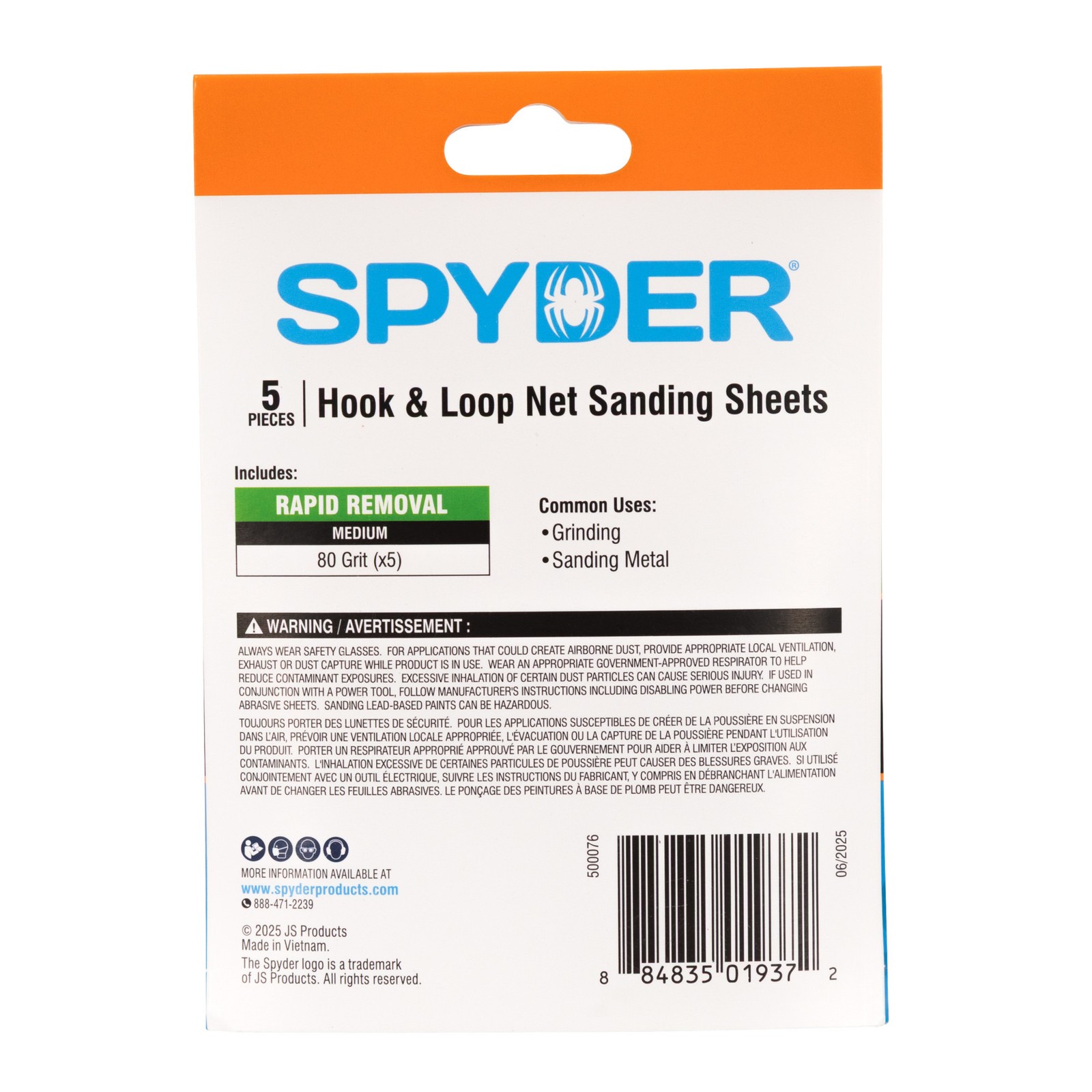 Spyder 3-7/8 in. x 5-1/2 in. 80 Grit Ceramic Net Sanding Sheets 5-Pack 500076