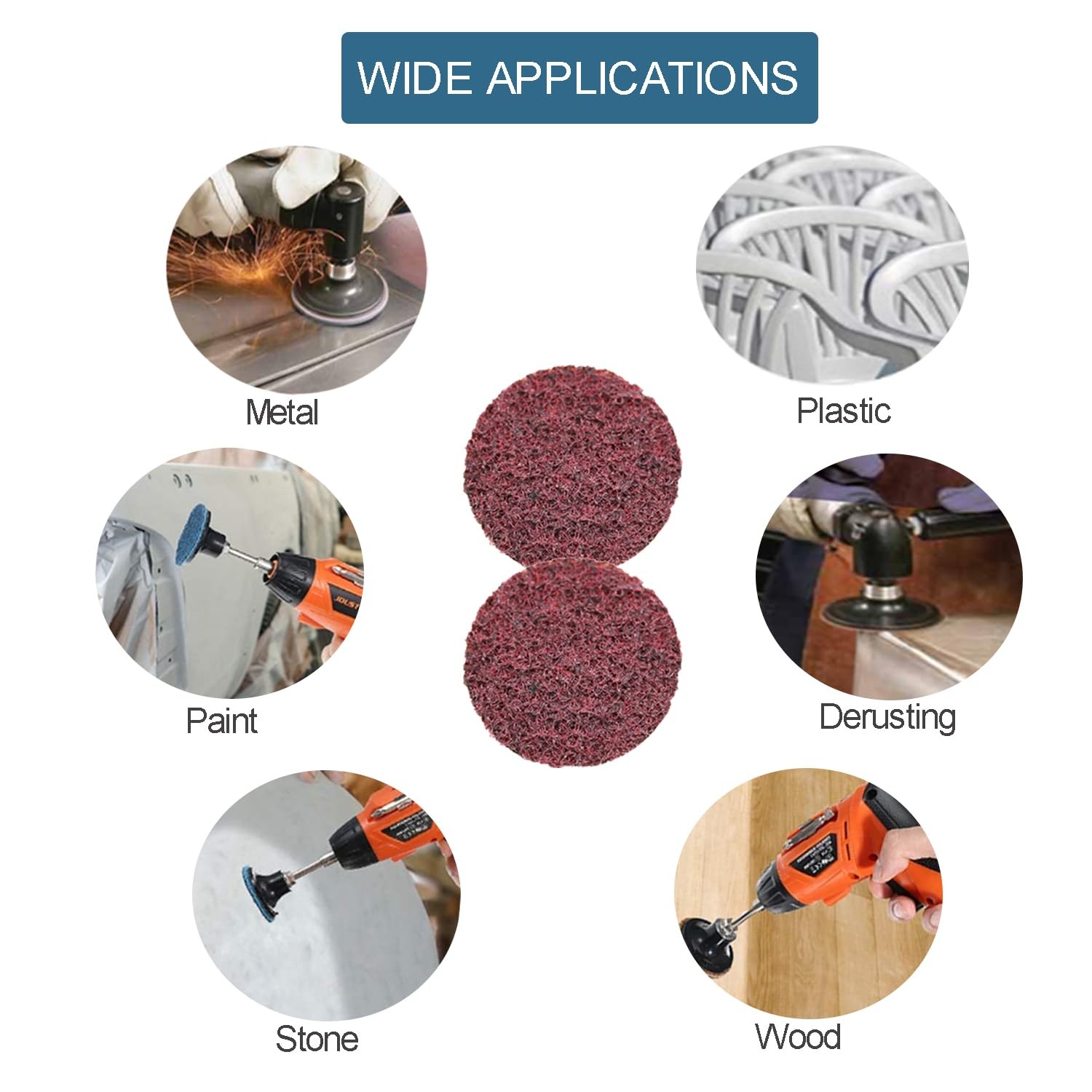 25 PCS Surface Conditioning Discs Medium Sanding Grit Type R Red 3 Inch