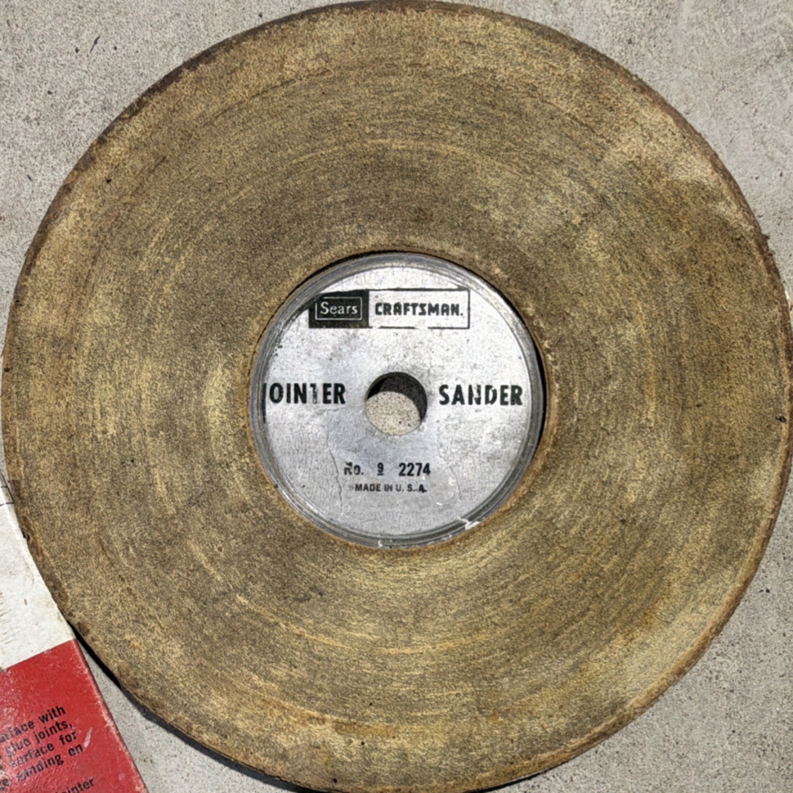 Sears Craftsman Jointer Sander Sanding Disc, Brown, MPN 9 2274