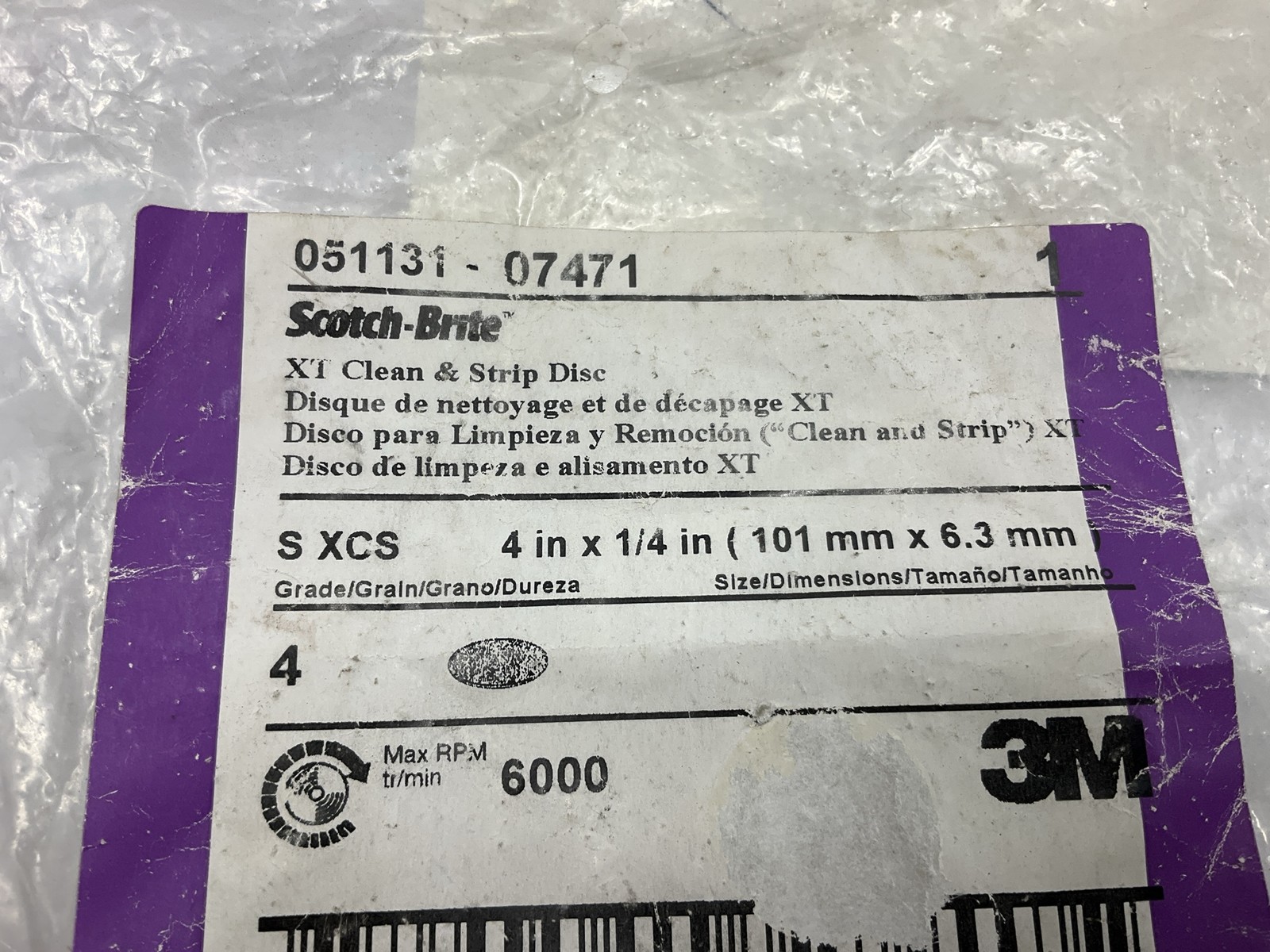 3M 07471 Scotch-Brite Clean & Strip XT Disc, 4 In X 1/4 In, 2 Discs Total