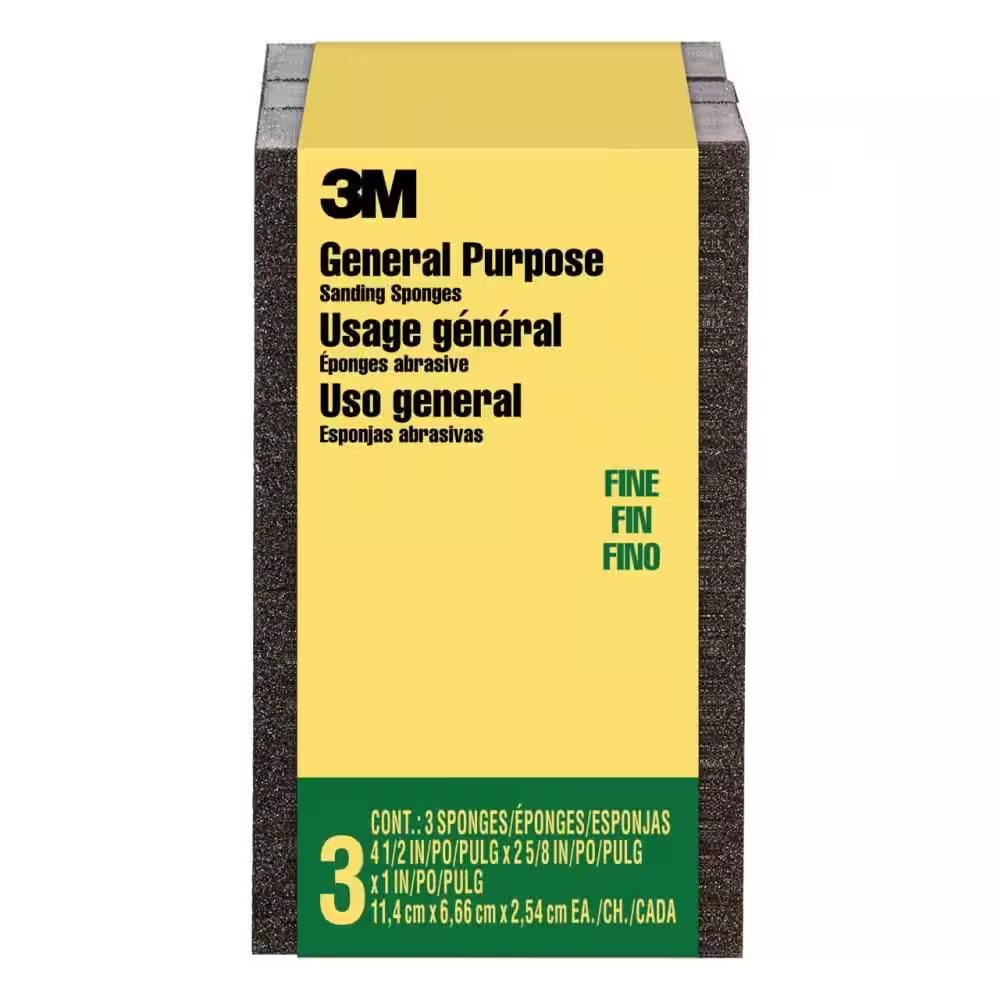 General Purpose Sanding Sponge 4.5 In. X 2.5 In. X 1 In. 120 Fine-Grit (3-Pack)
