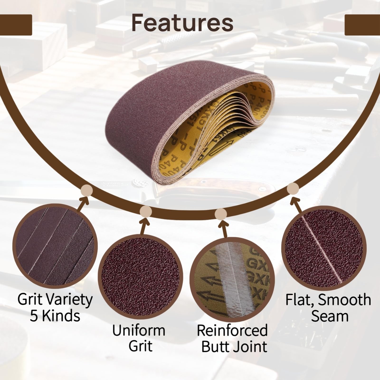 3×18 Inch Sanding Belts: 20 Pack 80–400 Grit — Anti-Clog Furniture Restoratio…