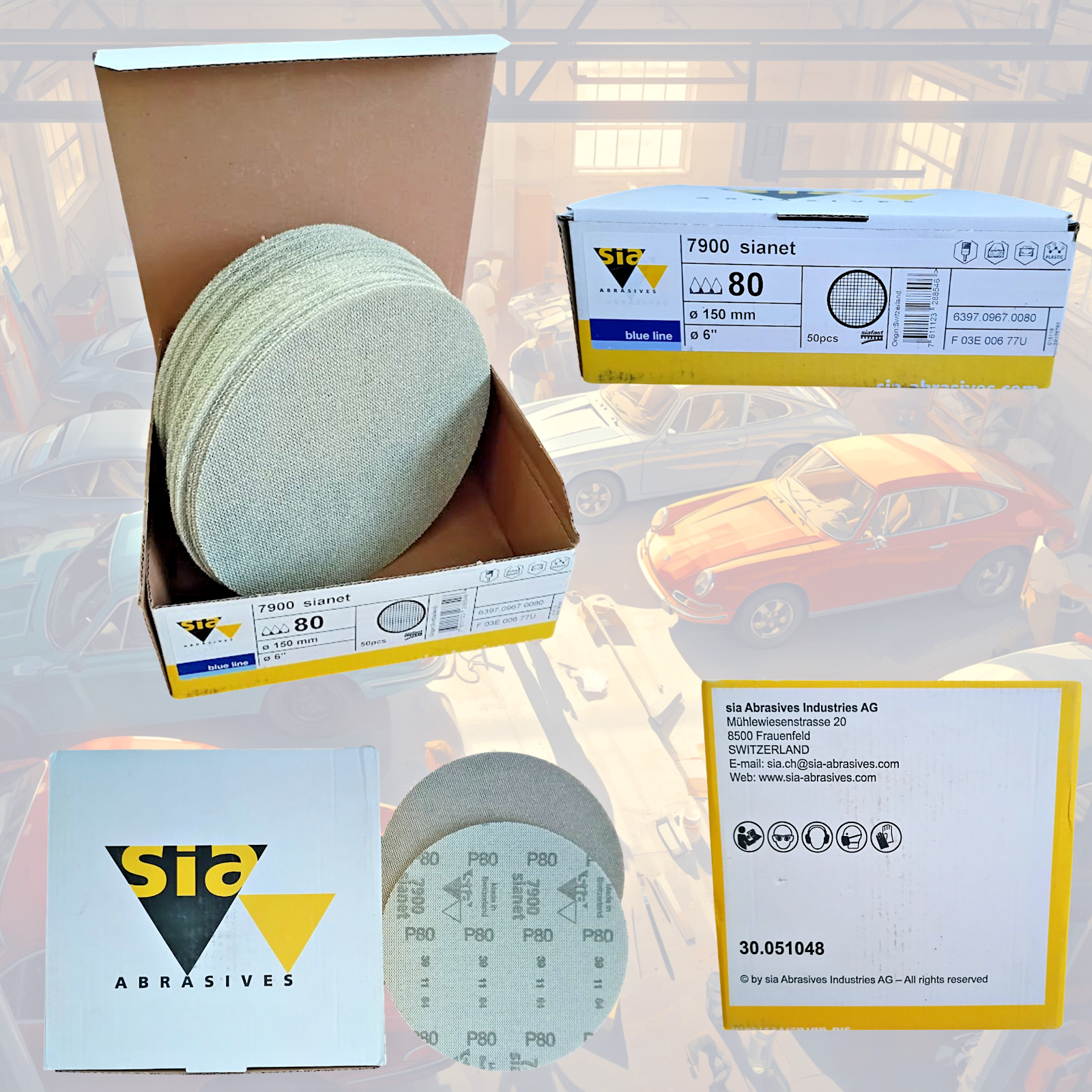 SIA Net Backed Abrasives 7900 Sianet 80 Grit 150mm (6″) Sanding Discs 50 Pk Mesh