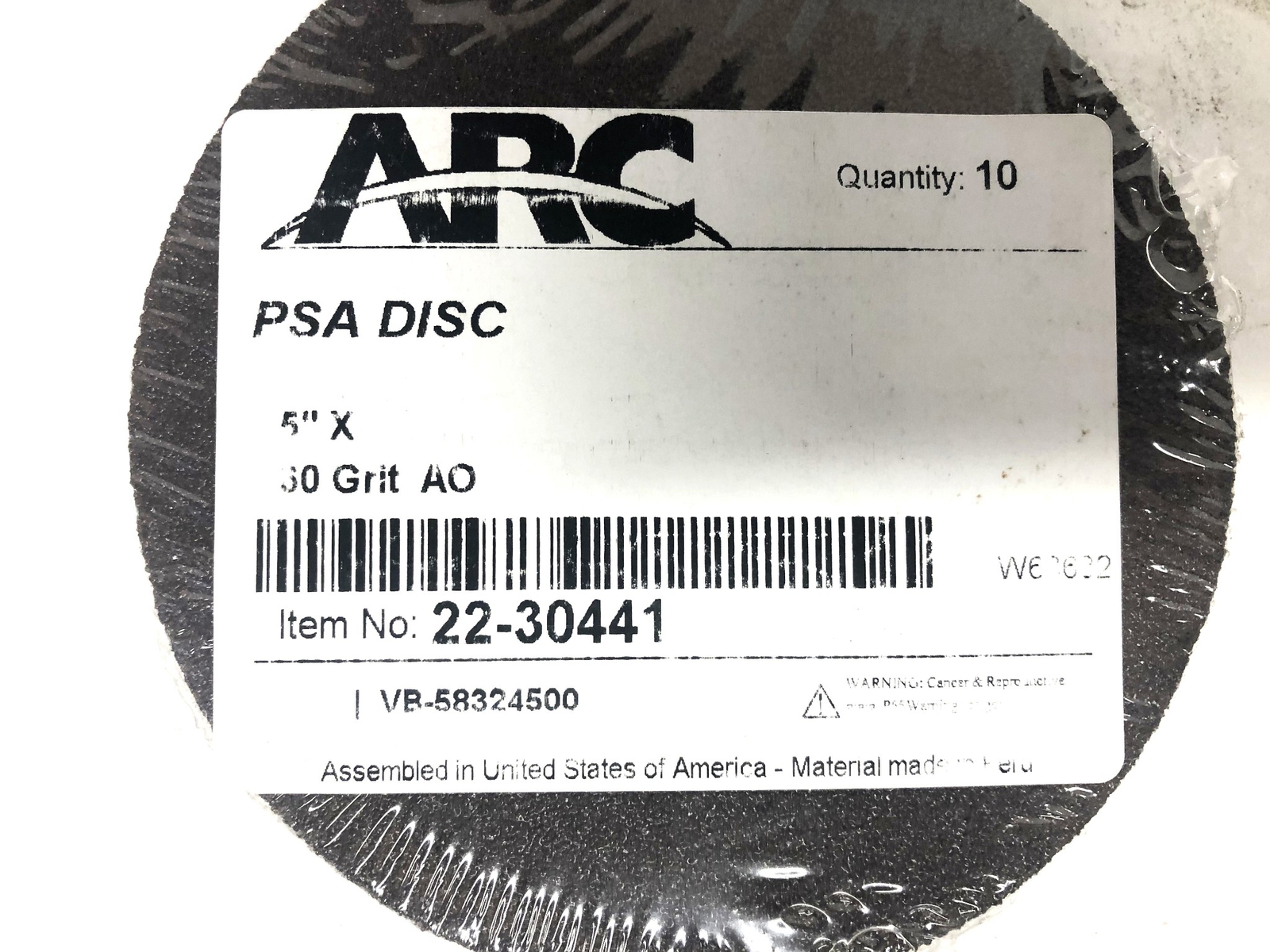 ARC Pack Of 10 5 Inch 60 Grit AO PSA Disc 22-30441 NOS