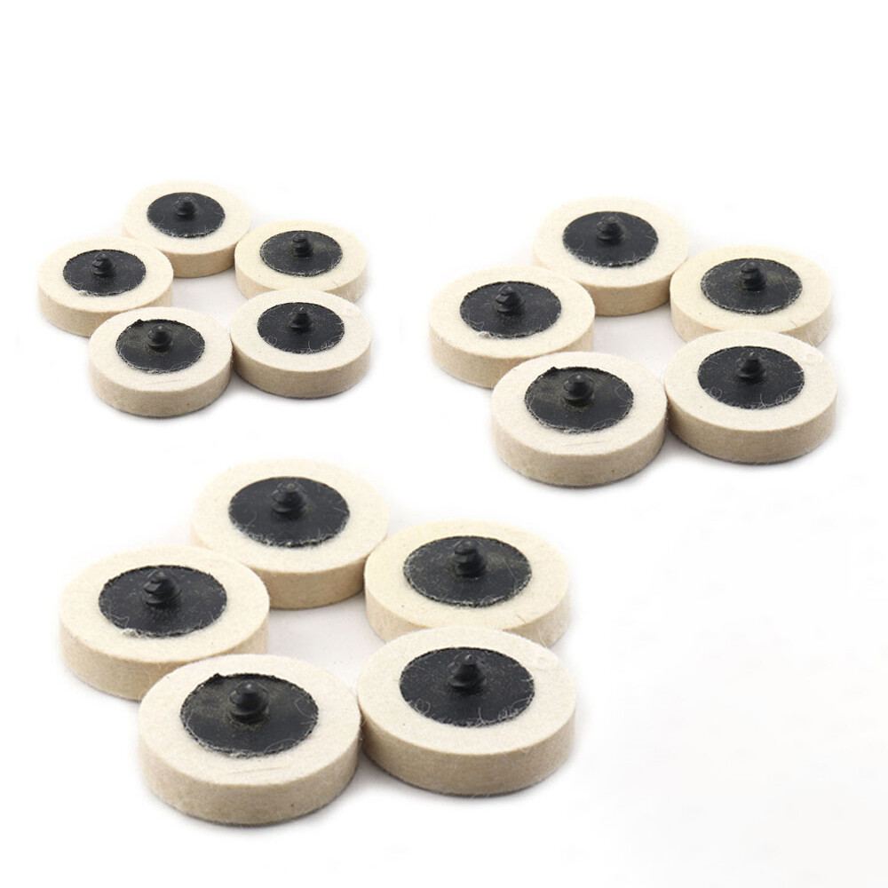 2/5/10Pcs Roloc Wool Felt Polishing Wheel Polisher Buffing Pad 1-3″ Holder Disc