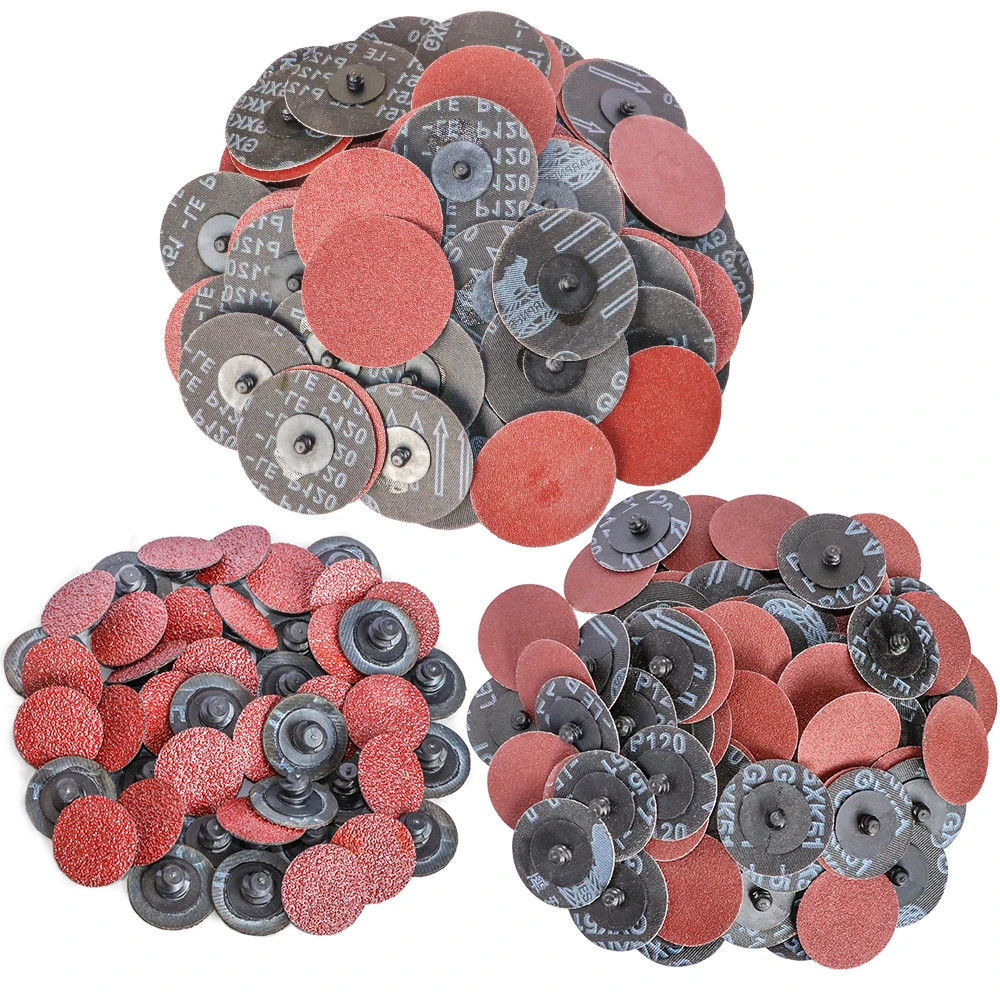 40PCS 25/50/75mm Roll Lock R-Type Quick Change Discs Red Grain Sanding Disc