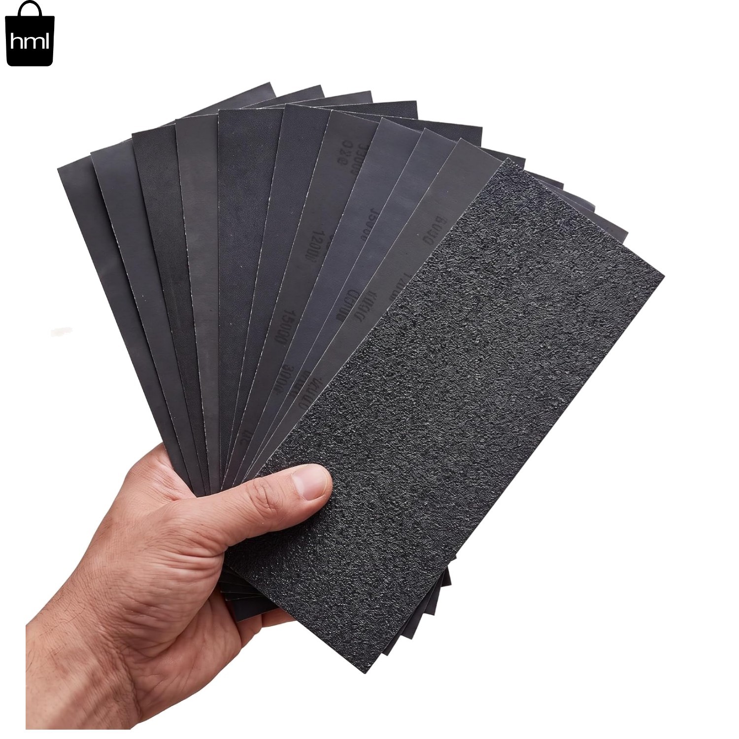 High-Quality Waterproof Silicone Carbide Sandpaper Set – 12 Sheets Assorted Grit