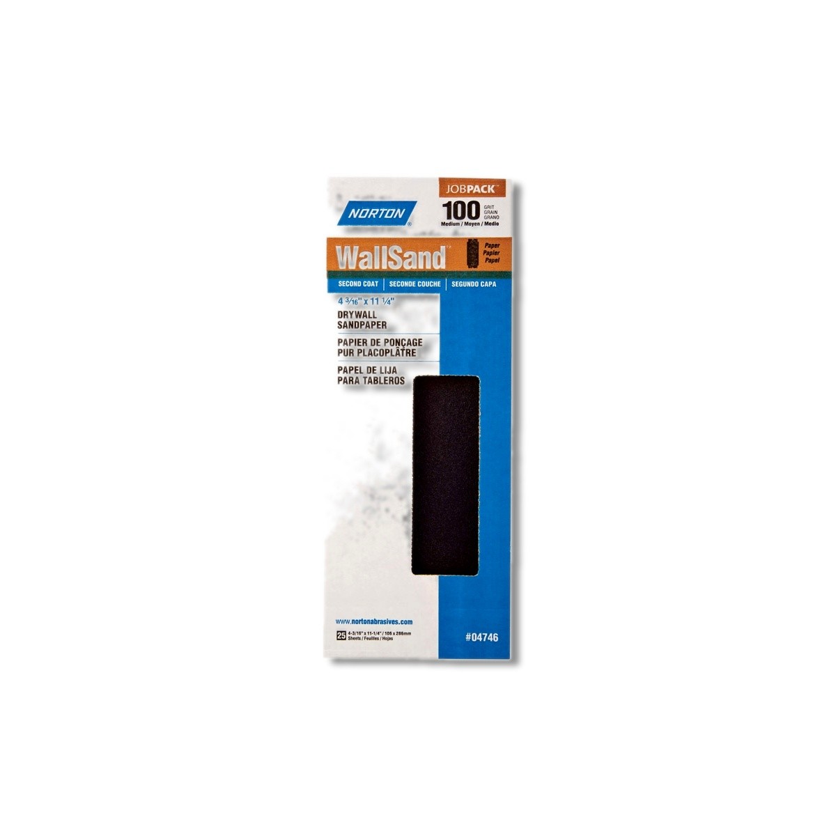 Norton WallSand 11-1/4 in X 4-3/16 in 100 Grit Silicone 25 pk 07660704746