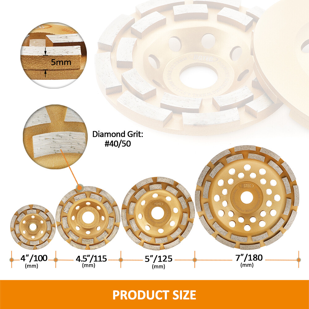 Diamond Concrete Grinding Wheel Double Row Sanding Disc Granite Marble 4-7 inch