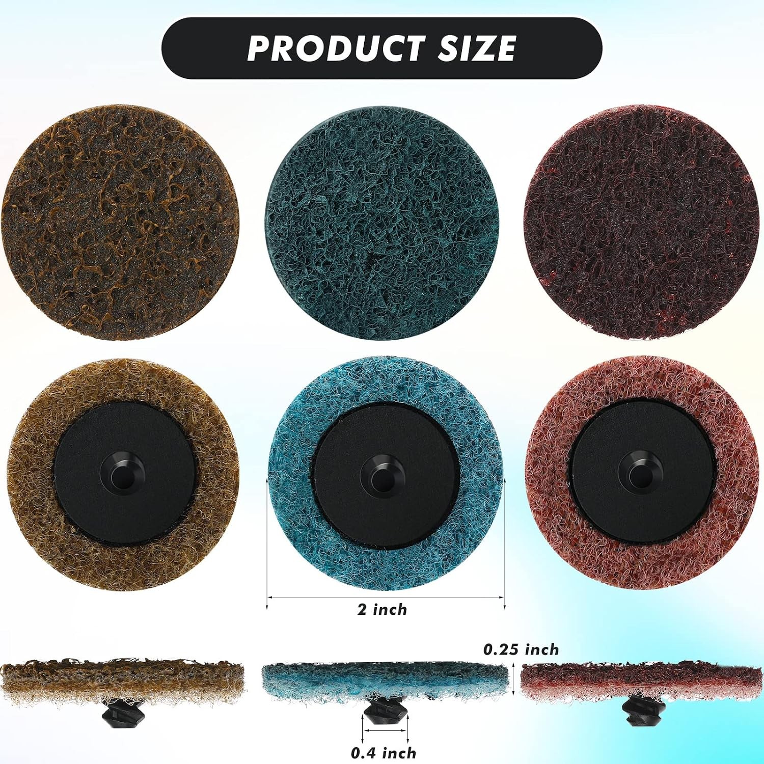 Fine Medium Coarse 2 Inch Quick Change Yellow Red Blue Sanding Discs 150 Pcs