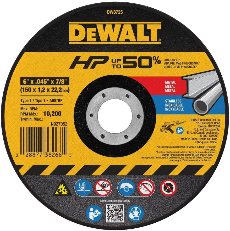 Cutting Wheel 6 In. X .040 In. X 7/8 In., 60 Tooth (DW8725)