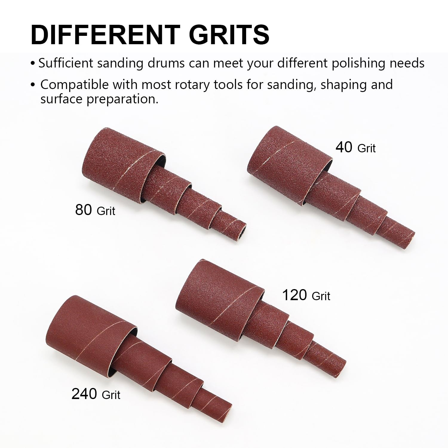 32 Pack Spindle Sander Sleeves, 2”Length, 1/2”,3/4”,1”,1-1/2” Diameter Sandin…