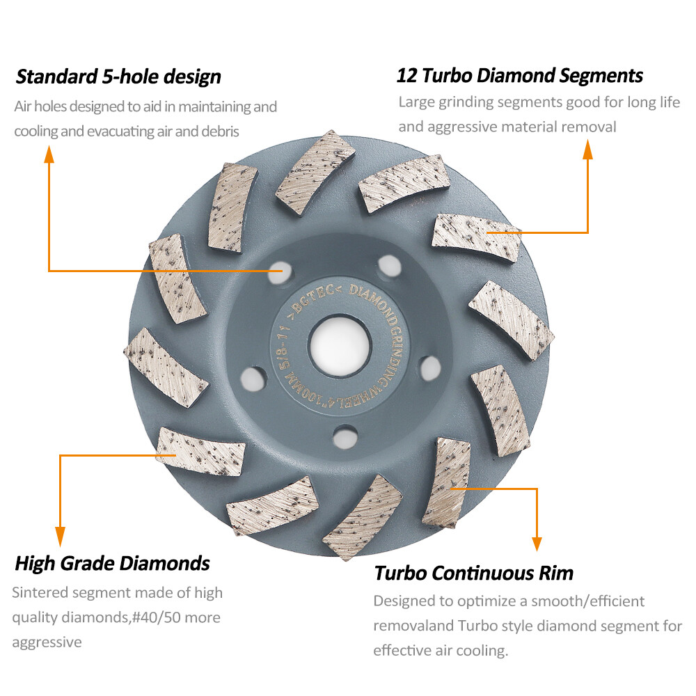 4/4.5/5/7 Diamond Grinding Wheel 5/8-11 Grinder Sanding Disc for Marble Granite